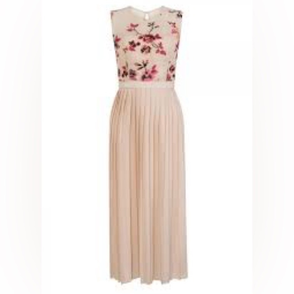 Little Mistress Sz 4 Pleated
Skirt Cream Embroidered Flowers Tulle  Dress NWT